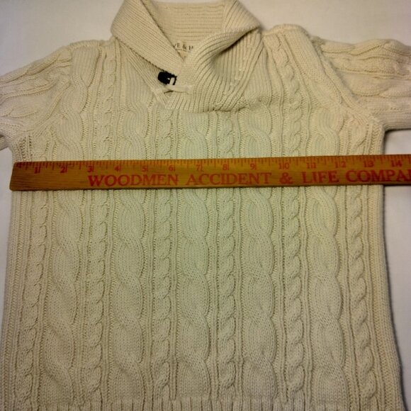 Hope & Henry Sweater Youth Kids XS Shawl Collar Organic Cotton Cable Knit Cream - Picture 6 of 14